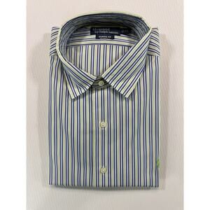 Polo Ralph Lauren XL Classic Fit Blue Green Stripe Dress Shirt Pony Logo